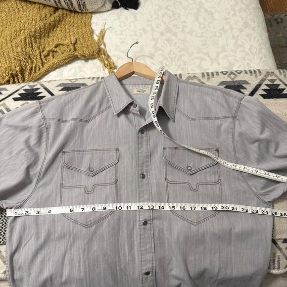 Kimes Ranch Western Long Sleeve Grimes Pearl Snap Gray Denim Shirt - Picture 12 of 16